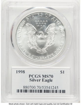 1998 Silver Eagle John PCGS MS70 Mercanti