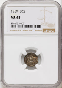 1859 3CS Three Cent Silver NGC MS65