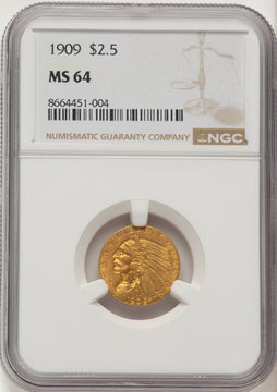 1909 $2.50 Indian Quarter Eagle NGC MS64