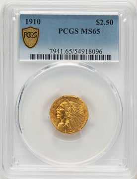 1910 $2.50 Indian Quarter Eagle PCGS MS65