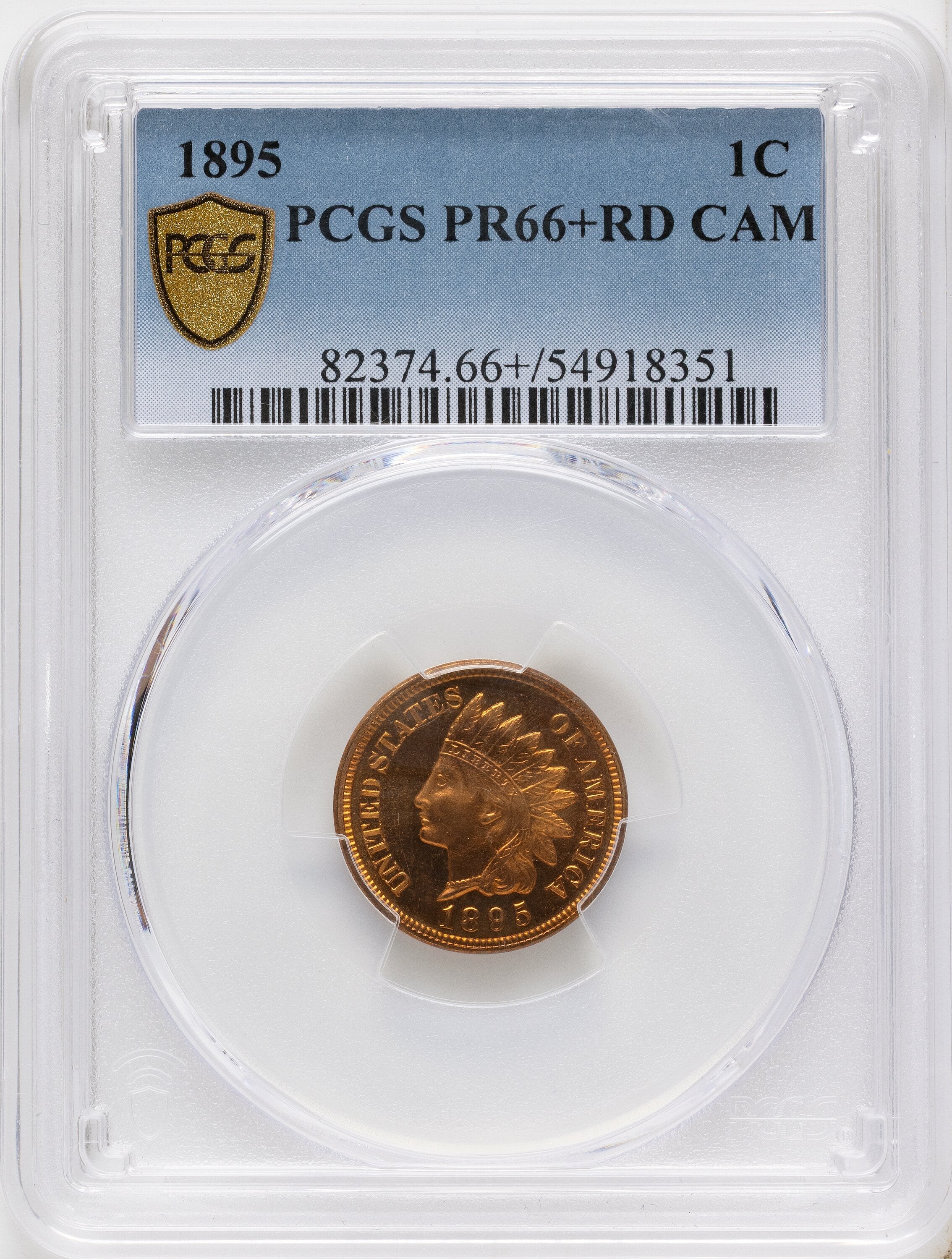 1895 1C CA Proof Indian Cent PCGS PR66+