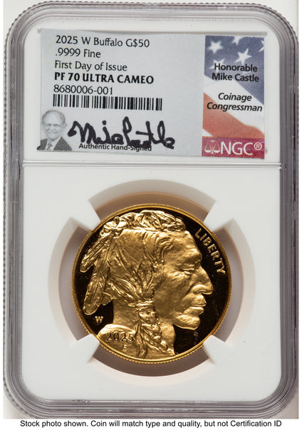 2025-W Proof Gold Buffalo 1 oz FDI Mike Castle NGC PF70 | LCR Coin