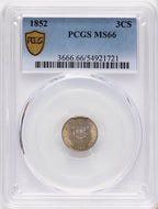 1852 3CS Three Cent Silver PCGS MS66