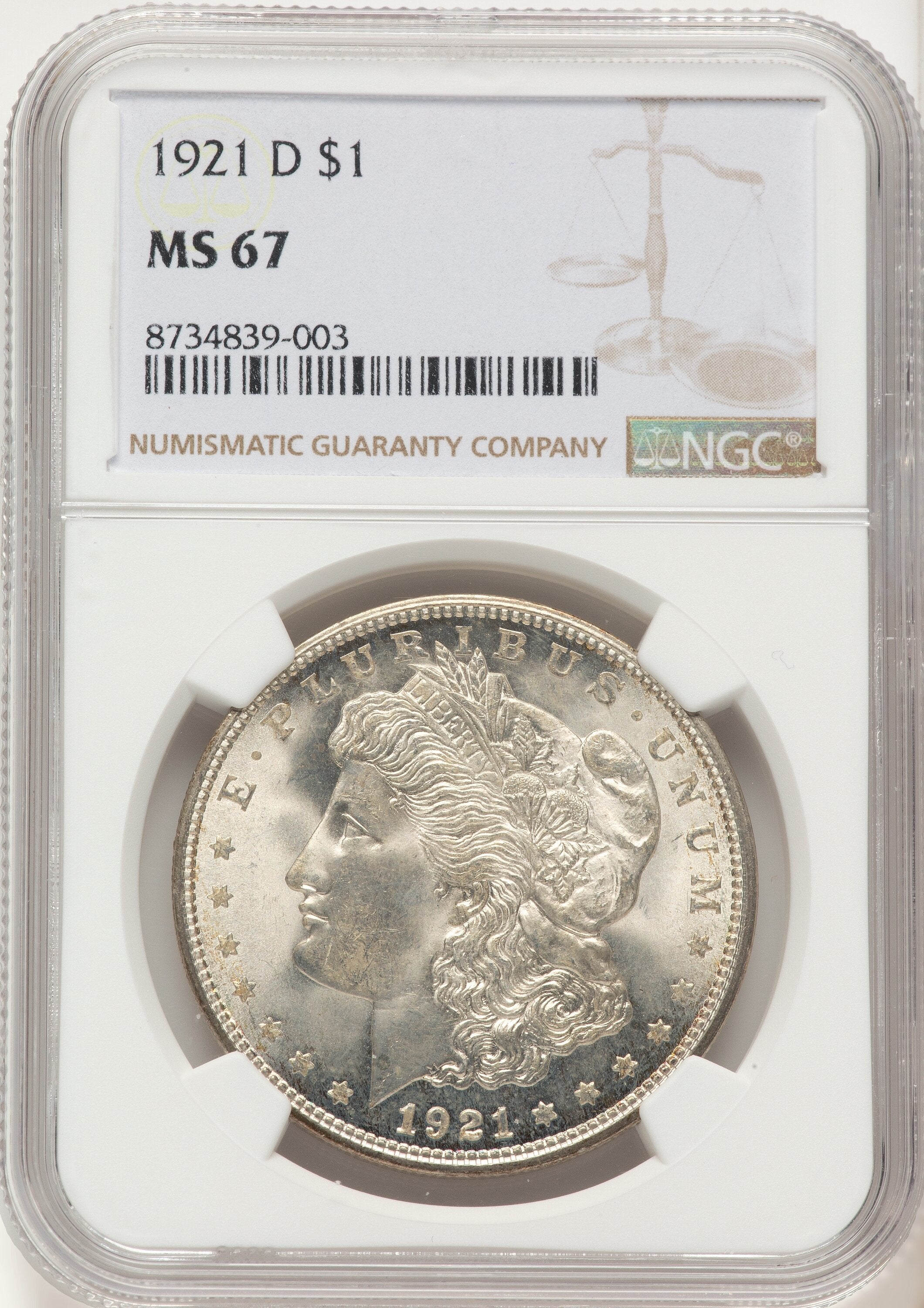 1921-D Morgan Dollar NGC MS67