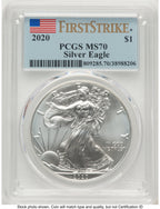 2020 Silver Eagle FS Flag PCGS MS70