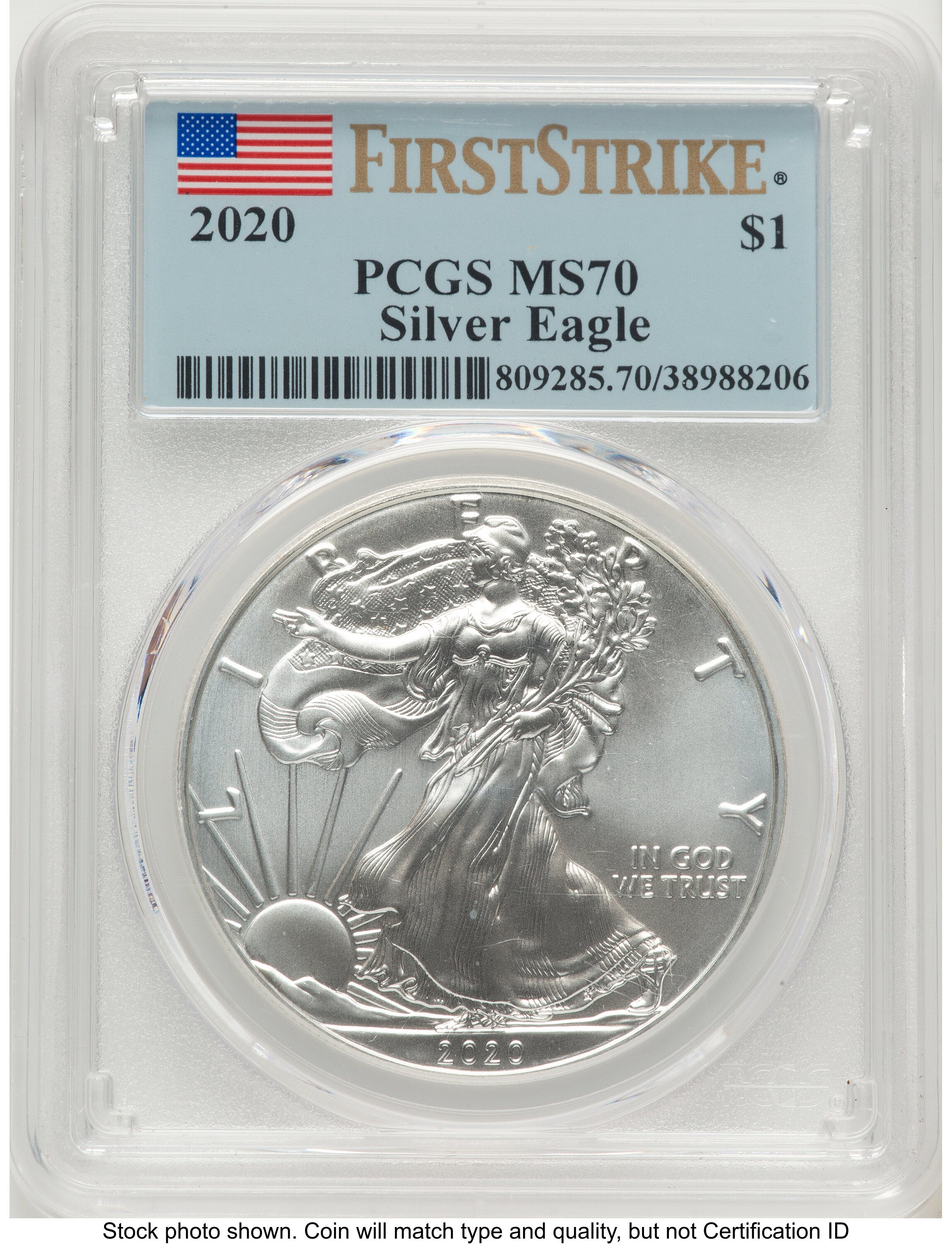 2020 Silver Eagle FS Flag PCGS MS70
