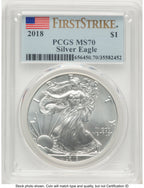 2018 Silver Eagle FS Flag PCGS MS70