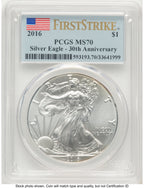 2016 Silver Eagle FS Flag PCGS MS70