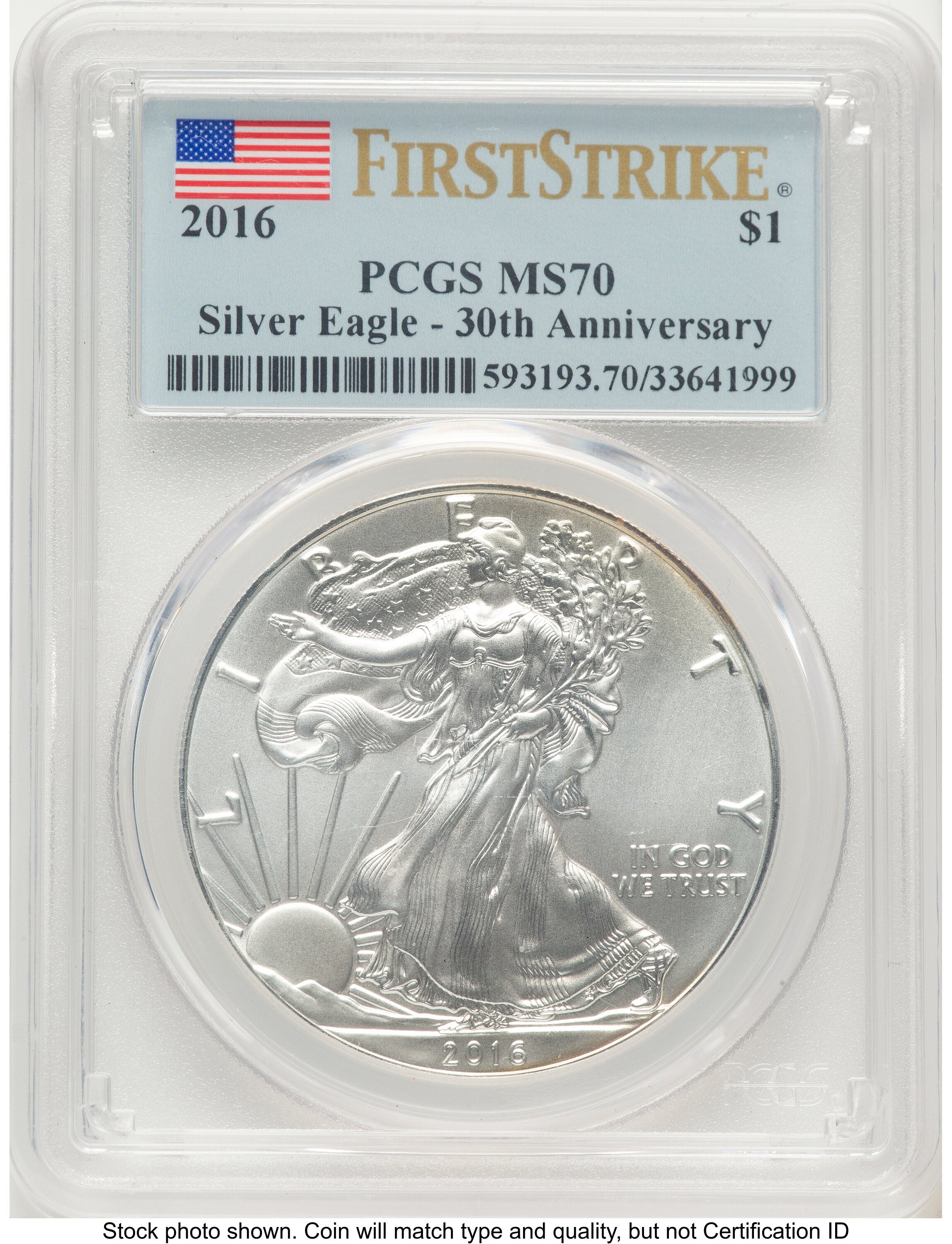 2016 Silver Eagle FS Flag PCGS MS70