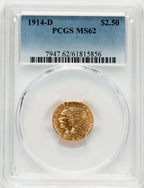 1914-D $2.50 Indian Quarter Eagle PCGS MS62