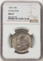 1936 50C Cleveland Commemorative Silver NGC MS67