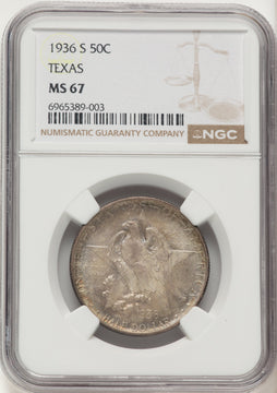 1936-S 50C Texas Commemorative Silver NGC MS67