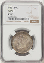1936-S 50C Texas Commemorative Silver NGC MS67