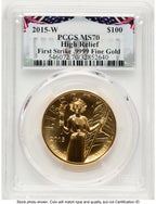 2015-W G$100 American Liberty High Relief 1.00 oz FS Bunting Flag PCGS MS70