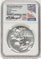 2026 2 Coin Best of the Mint 1916 Mercury Dime Gold 1/10 oz and Silver 1 oz Medal Set FDI Ron Harrigal America 250 NGC MS70