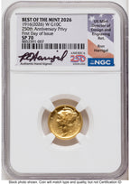 2026-W Best of the Mint 1916 Mercury Dime Gold 1/10 oz FDI Ron Harrigal America 250 NGC MS70