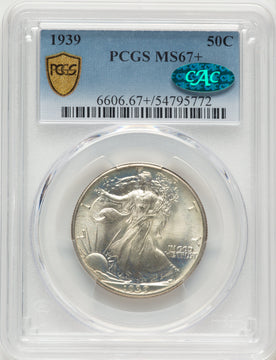 1939 50C CAC Walking Liberty Half Dollar PCGS MS67+