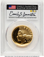 2019-W G$100 American Liberty High Relief Enhanced DMPL WP Mint Hoard Emily Damstra PCGS MS70