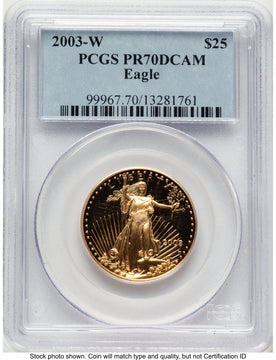 2003-W Proof Gold Eagle 1/2 oz Blue Label PCGS PR70