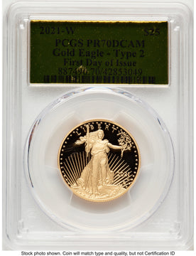 2021-W Type 2 Proof Gold Eagle 1/2 oz FDI Gold Foil PCGS PR70