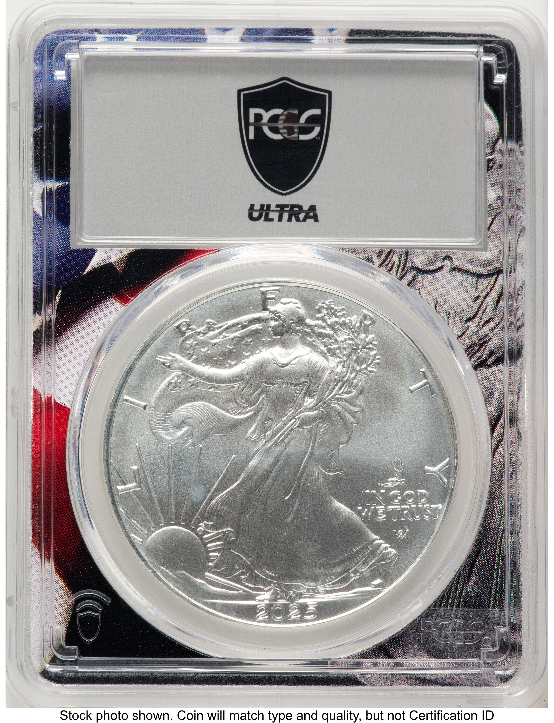 2025-(P) Silver Eagle (Privy Mark) Ultra Label Flag Core PCGS MS70