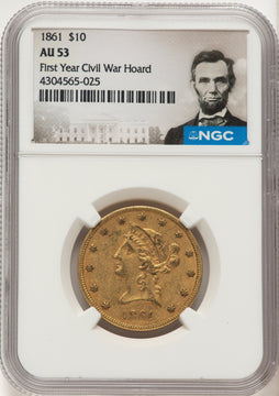 1861 $10 Liberty Eagle NGC AU53