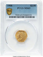 1908 $2.50 Indian Quarter Eagle PCGS MS63