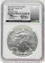 2019-W Burnished Silver Eagle 1 oz John /Michael Gaudioso US Mint Engraver Series NGC MS70 Mercanti