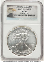 2012-W Burnished Silver Eagle 1 oz FR Eagle Label NGC MS70