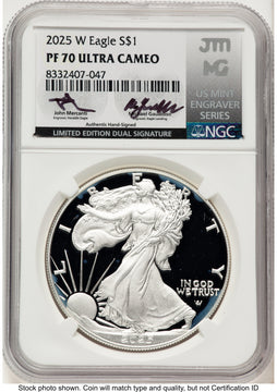2025-W Proof Silver Eagle 1 oz John /Michael Gaudioso US Mint Engraver Series NGC PF70 Mercanti