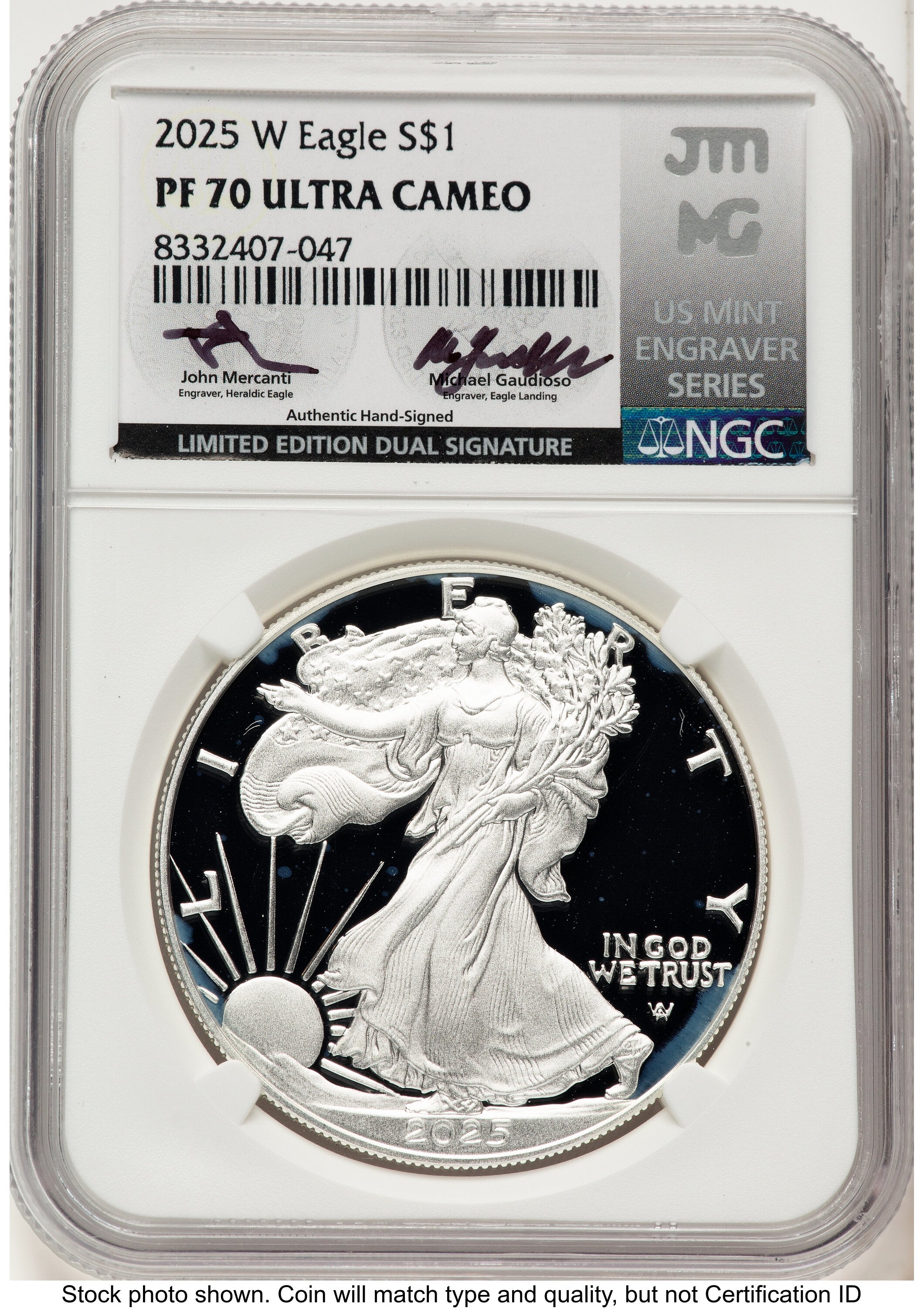 2025-W Proof Silver Eagle 1 oz John /Michael Gaudioso US Mint Engraver Series NGC PF70 Mercanti