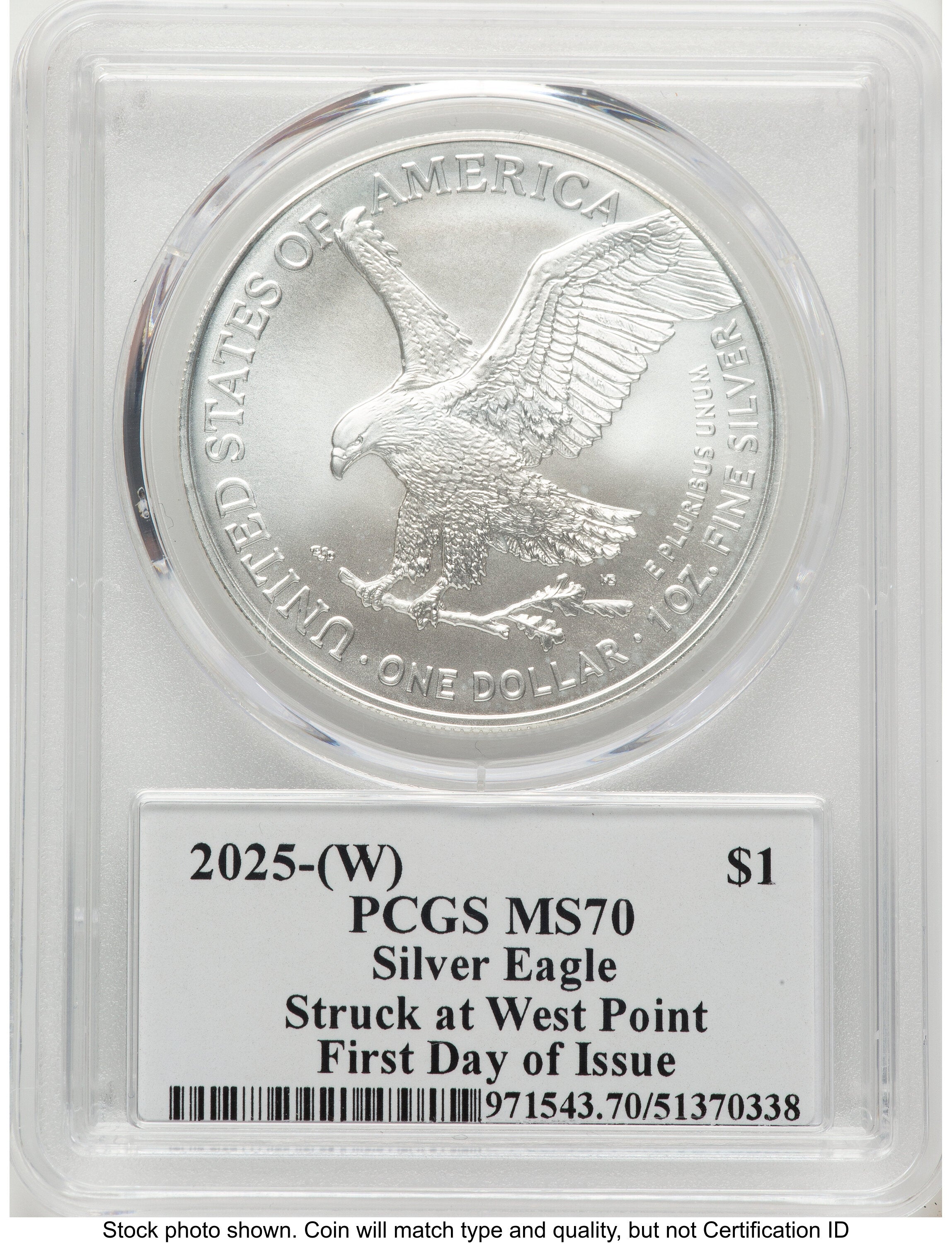 2025-(W) Silver Eagle FDI 2025 Silver American Eagle Label PCGS MS70