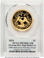 2024-(W) Gold 230th Anniversary Flowing Hair Medal FDI John PCGS PR70 Mercanti