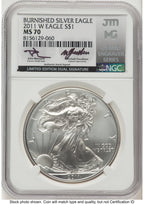 2011-W Burnished Silver Eagle 1 oz John /Michael Gaudioso US Mint Engraver Series NGC MS70 Mercanti