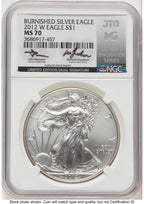 2012-W Burnished Silver Eagle 1 oz John /Michael Gaudioso US Mint Engraver Series NGC MS70 Mercanti