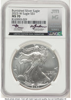 2023-W Burnished Silver Eagle 1 oz John /Michael Gaudioso US Mint Engraver Series NGC MS70 Mercanti
