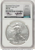 2024-W Burnished Silver Eagle 1 oz John /Michael Gaudioso US Mint Engraver Series NGC MS70 Mercanti