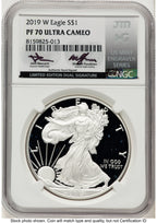 2019-W Proof Silver Eagle 1 oz John /Michael Gaudioso US Mint Engraver Series NGC PF70 Mercanti
