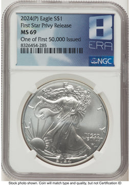 2024-(P) Silver Eagle (Privy Mark) First 50000 8 Era Label NGC MS69