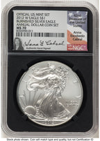 2012-W Burnished Silver Eagle 1 oz Anna Cabral Annual Dollar Coin Set NGC MS70