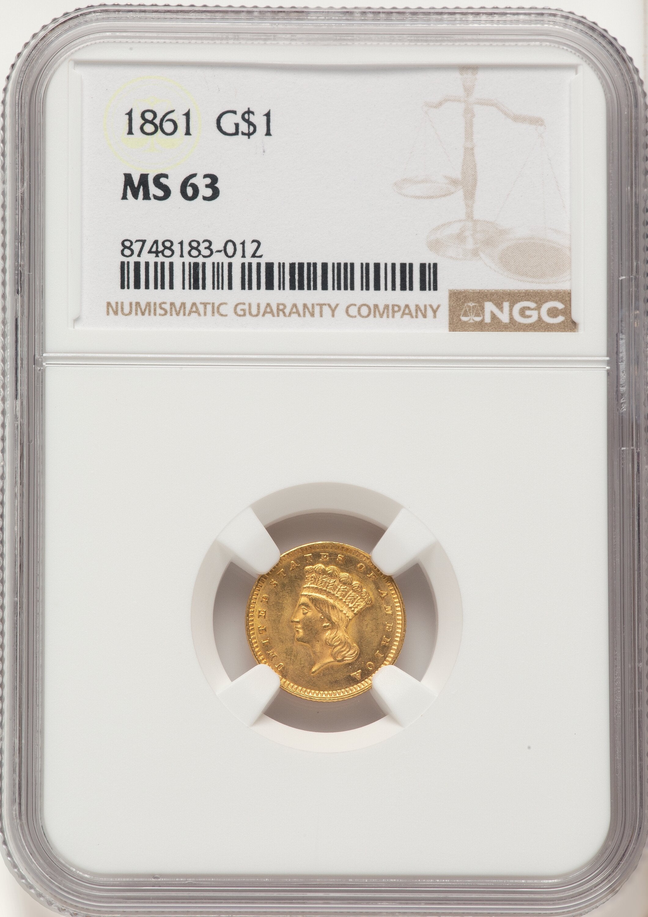 1861 G$1 Gold Dollar NGC MS63 | LCR Coin