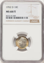 1952-D 10C FB Roosevelt Dime NGC MS68