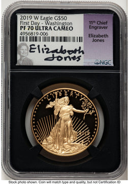 2019-W Proof Gold Eagle 1 oz FDI Elizabeth Jones Washington NGC PF70