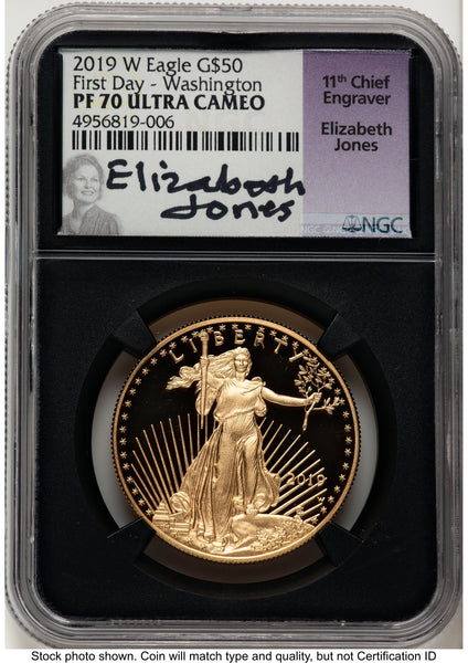 2019-W Proof Gold Eagle 1 oz FDI Elizabeth Jones Washington NGC