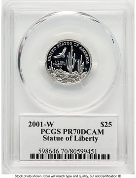 2001-W Proof Platinum Eagle 1/4 oz PCGS PR70 Ed Moy