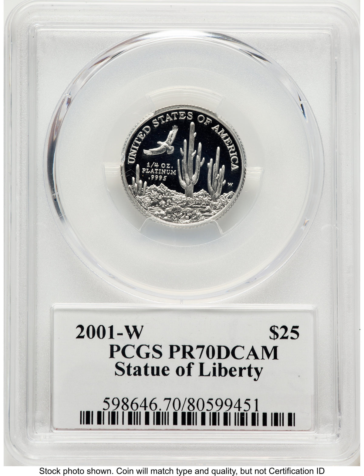 2001-W Proof Platinum Eagle 1/4 oz PCGS PR70 Ed Moy | LCR Coin