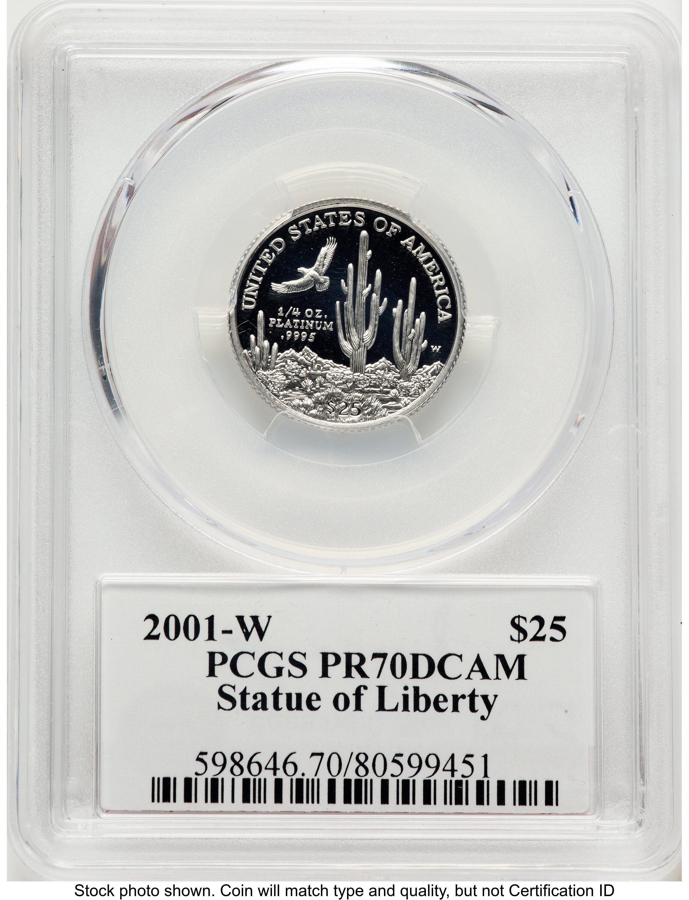 2001-W Proof Platinum Eagle 1/4 oz PCGS PR70 Ed Moy