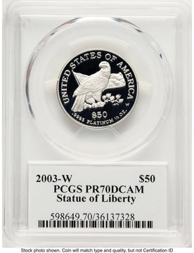 2003-W Proof Platinum Eagle 1/2 oz PCGS PR70 Ed Moy