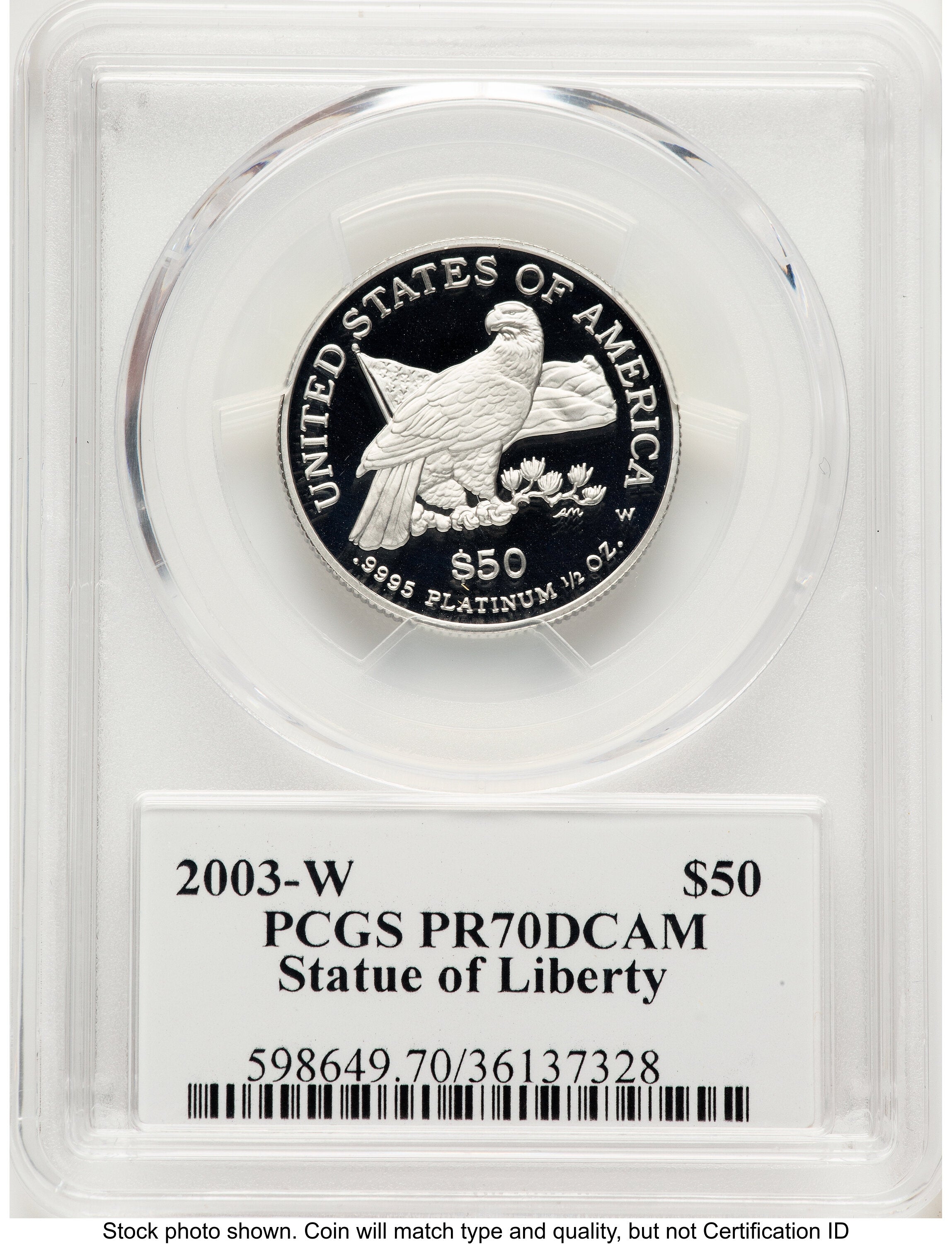 2003-W Proof Platinum Eagle 1/2 oz PCGS PR70 Ed Moy