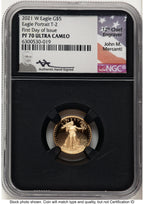 2021-W Type 2 Proof Gold Eagle 1/10 oz FDI John NGC PF70 Mercanti